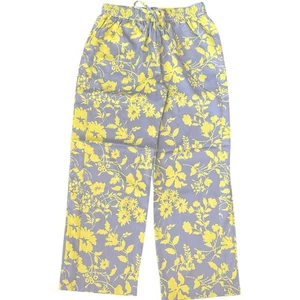 Outerknown Marlow Pant Womens Medium Gray/Yellow Floral Drawstring Wide Leg $128 - Picture 1 of 14