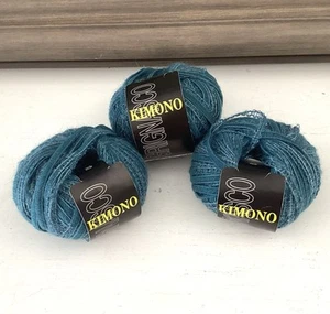 Kimono de Hilo Grignasco Lote de 3 Bolas Lana Mohair Cinta 50g Verde azulado italiano - Imagen 1 de 8