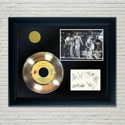 Rolling Stones Framed 45 Gold Record Reproduction Signature Display  - Image 1 of 2