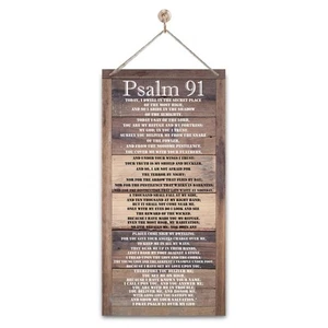 Christian Decor, Bible Verse Psalms 91 Hanging Sign, Decorative Wall Plaque, ... - Picture 1 of 5