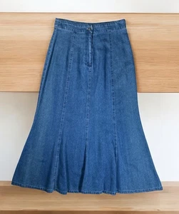 VTG Cynthia Max Long 34” Flared Denim Skirt Sz 6 Made USA Y2K High Waist 28” - Picture 1 of 5