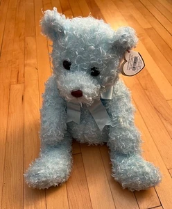 Ty Oasis blau lockiger Fellbär klassisch (2004) mit Etikett - 14 Zoll - Bild 1 von 14