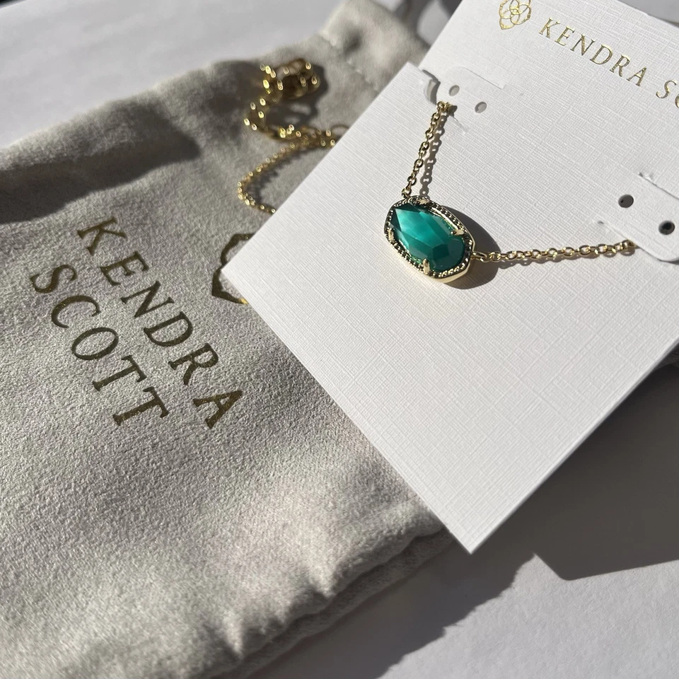 🎄Ожерелье Kendra Scott Elisa изумруд кошачий глаз золото новое 🎁 - Изображение 1 из 4