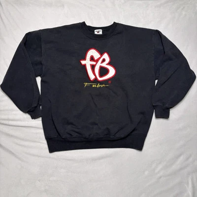Moletom masculino vintage FUBU L preto pesado gola redonda anos 90 hip hop - Imagem 1 de 4