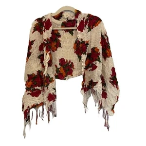 Bufanda/Envoltura/Chal Floral Boho, Acanalado, Flecos, Pieza de Capas, Gasa 20 x 53 - Imagen 1 de 8