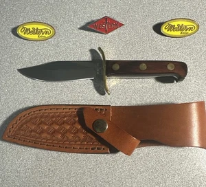Rare Western Bowie Knife W43 New Stamped N Rosewood Handle With Sheath Beautiful - Picture 1 of 11
