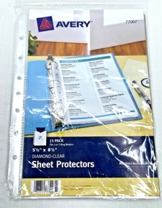 NUOVO Avery Protezioni Fogli Diamante Trasparente 5,5" x 8,5" #77007 Confezione da 15 - Foto 1 di 2