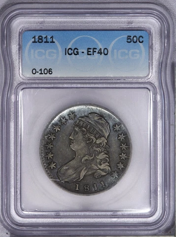 1811 Capped Bust Half Dollar 50c O-106 ICG EF40 XF40 Cover