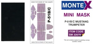 Montex 1/32 North American P-51B/C Mustang Canopy Paint Mask Trumpeter - Bild 1 von 1