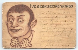 Postal Wide Eyed Man I've Been Seeing Things Humor Artist F.S. Backus - Imagen 1 de 2