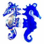 2 pièces 68 x 34 x 6 mm perle pendentif hippocampe bleu incrusté Gslass A-405DP