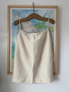 Next Pencil Skirt Size 12 Cream -Lined Workwear Linen Silk Smart Comfort - Picture 1 of 3