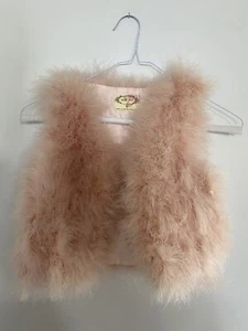Mia Joy Little Girls Fur Pink Vest SZ L - Picture 1 of 5