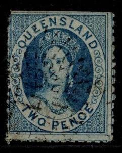 AUSTRALIA - Queensland QV SG45, 2d pale blue, USED. Cat £18. wmk SMALL STAR - Picture 1 of 1