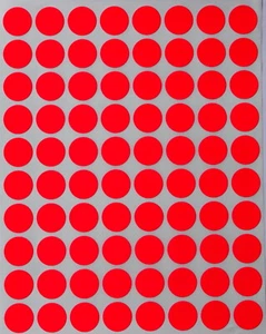 Neon rote Punkte Aufkleber in verschiedenen Größen (8MM-38MM) Farbetikett in 15 Blatt - Bild 1 von 30