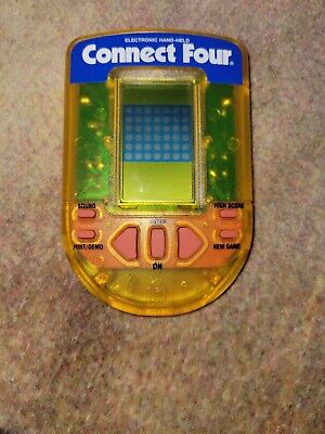 Connect Four MB Milton Bradley Electronic Handheld Game Yellow Clear Casing 1995
