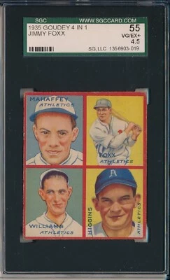 1935 GOUDEY 4 IN 1 - JIMMY FOXX - SGC 55 VG-EX+ 4.5 (SVSC) - Imagem 1 de 2