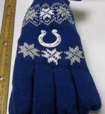 Indianapolis Colts Blue NFL Winter Knit GLOVES Adult sz tailgate party Game Gift Cover