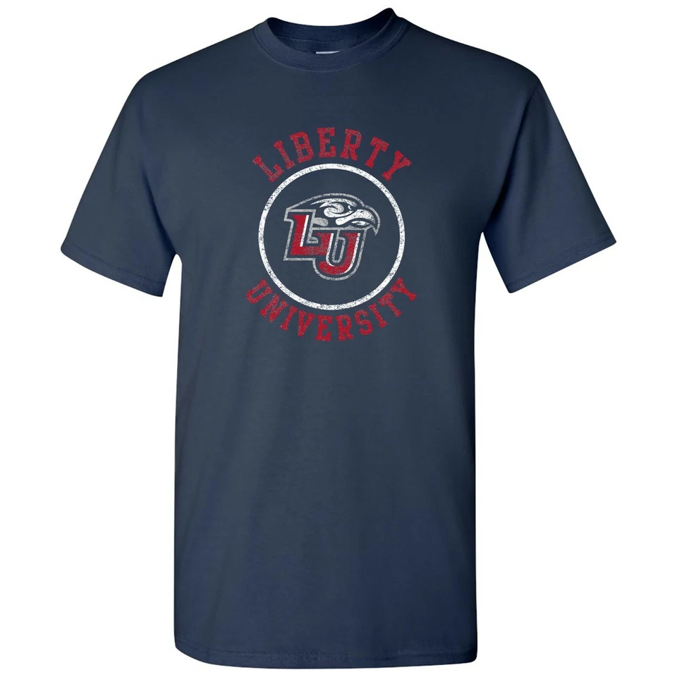 Liberty University Flames Distressed Circle Logo T-Shirt - Navy - Image 1 of 4