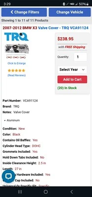 Cubierta de válvula BMW 2008 X3 - nueva - aluminio - con juntas y pernos Foto 1 de 4