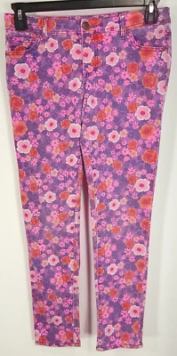 Cherokee Jeans Girls 16 Super Skinny Pink Purple Floral Print Distressed Foto 1 de 4
