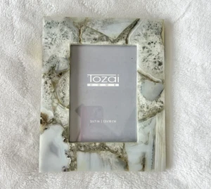 Natural Agate Picture Photo Frame 5X7 - Gray & White - Picture 1 of 4