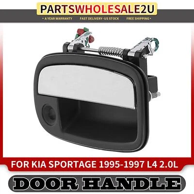 Manija de puerta exterior delantera derecha cromada y negra con textura para Kia Sportage 1995-1997 Foto 1 de 4