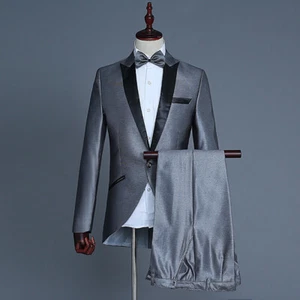 Habillé Costume Hommes Smoking Queue-de-Pie Pic Revers Veste Pantalon Mariage - Imagen 1 de 10
