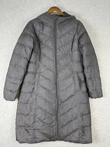 Giacca Land's End donna piccola grigia piumino imbottito piume con cappuccio zip intera outdoor - Foto 1 di 11