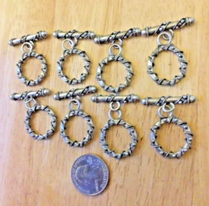 Toggles Clasp, Twisted, Pewter, 22mm Round, 8 Count - Picture 1 of 1
