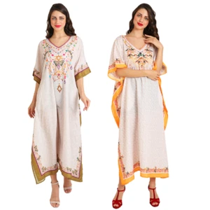 Miss Lavish Women's Kaftans Plus Size Loungewear Long Maxi Style Dress-2 Colours - Picture 1 of 11