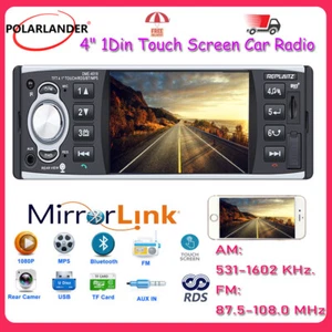 4'' 1 Din Car Radio MP5 Player AM/FM/RDS AUX Bluetooth Stereo Mirror Link - Picture 1 of 10