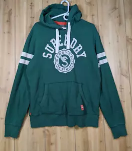 Superdry Orange Label Hoodie Mens XL Pullover Logo Green Kangaroo Pocket - Picture 1 of 19