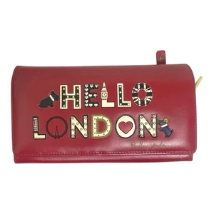 Cartera Radley London HELLO LONDON Cuero Rojo Genuino Rara con Bolso Blanco COMO NUEVA - Imagen 1 de 11
