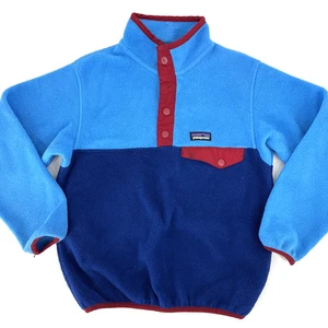 Patagonia Kids Lightweight Synchilla Snap-T Fleece Pullover Size XS Blue FLAWS - Picture 1 of 12