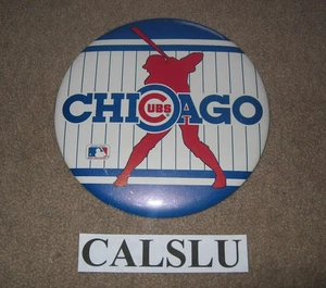 VINTAGE 1980's CHICAGO CUBS ☆RARE☆ 6" MLB BASEBALL PIN BUTTON - Picture 1 of 1