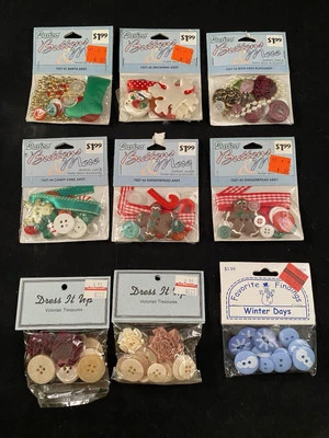 Vtg NOS Buttons Fashion Crafts Ribbons Victorian Christmas Dress It Up Plus More - Image 1 of 4