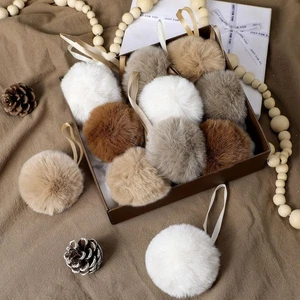 48 Pcs 3.1 Inch Neutral Furry Christmas Balls Ornaments Faux Fur Pom Poms Bal... - Bild 1 von 8
