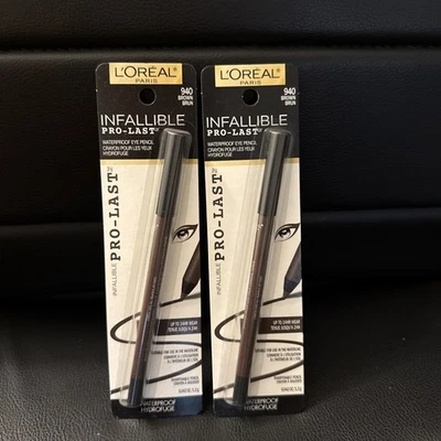 2 L'Oreal Paris Makeup Infallible Pro-Last Pencil Eyeliner Waterproof 940 BROWN  - Image 1 of 2