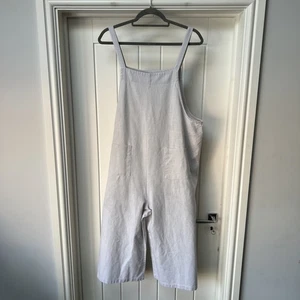 Pelele de tiza para mujer talla única gris 100 % lino artístico bohemio bolsillo de una pieza - Imagen 1 de 11