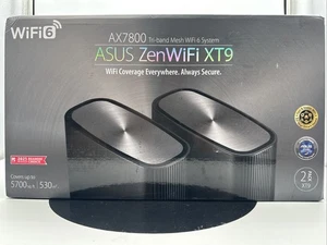 ASUS | ZenWiFi XT9 AX7800 Two (2) Pack | Tri-Band WiFi6 Mesh System | Black - Picture 1 of 7