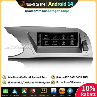 8.8" Android 14 Autoradio GPS Wifi DAB+CarPlay Canbus OEM MMI Für Audi A4 S4 RS4 - Bild 1 von 4