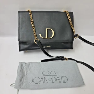 Vintage Joan & David Leather Crossbody Purse Bag Black Adjustable Strap Nice - Picture 1 of 12