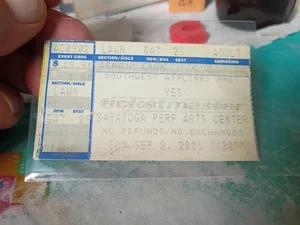 SOUTHWEST AIRLINES PRESENTS : "YES CONCERT VENUE TIX" 9-2-2001 VENUE USED TICKET - Picture 1 of 10