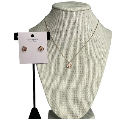 Conjunto de Pendientes y Collar Kate Spade Esmalte Brillo Pala Diario Oro Rosa  Foto 1 de 4