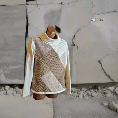 Crazy Horse Neutral Color Closet Staple Womens Knit Sweater Turtle Neck,  Large - Image 1 of 4