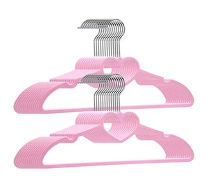 Plastic Hangers 20 Pack, Pink Hangers Ultra Thin Space Saving-Cute Heart hang... - Picture 1 of 7
