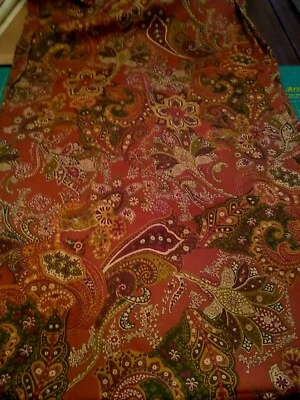 Ralph Lauren CHAPS Annabelle Curtain Panel Paisley Rust Jacobean Floral 41X 82.5 - Image 1 of 4