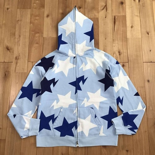 A BATHING APE (BAPE) Felpa con cappuccio A Bathing Ape Sta full zip cotone azzurro donna taglia S Nagoya limited