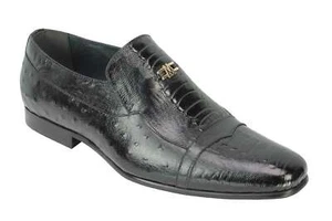 Mens Real Leather Snakeskin Ostrich Print Party Loafer Dress Smart Slip On Shoes - Picture 1 of 7